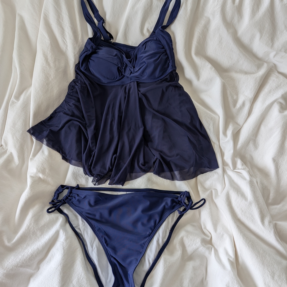 Navy Blue Swimsuit Set